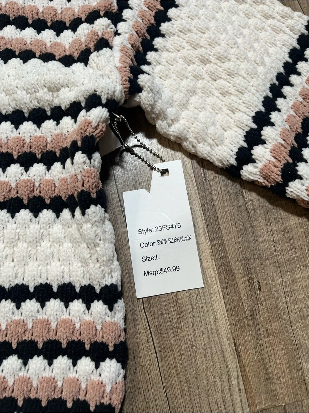 NWT Allison + Zoe Mock Neck Striped Textured Knit Sweater - Size L